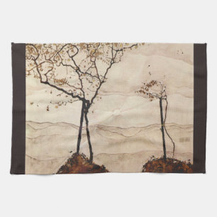 Herbstsonne und Bäume von Egon Schiele, Vintage Ar Geschirrtuch