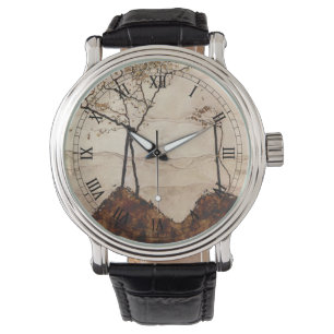 Herbstsonne und Bäume von Egon Schiele, Vintage Ku Armbanduhr