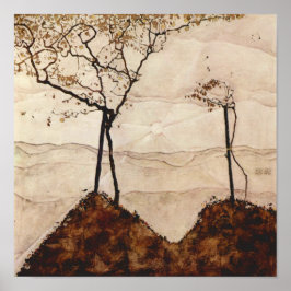 Herbstsonne und Bäume von Egon Schiele, Vintage Ku Poster