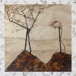 Herbstsonne und Bäume von Egon Schiele, Vintage Ku Puzzle