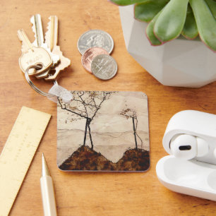 Herbstsonne und Bäume von Egon Schiele, Vintage Ku Schlüsselanhänger