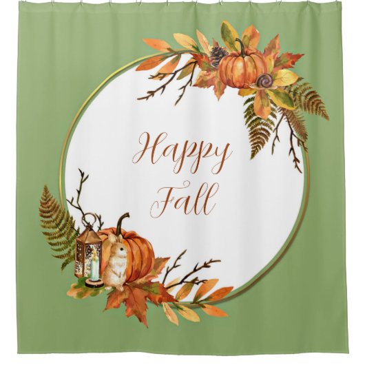 Herbstsonne und Kürbisse mit individualisierbarem  Duschvorhang (Vorderseite)