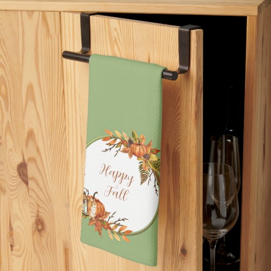 Herbstsonne und Kürbisse mit individualisierbarem  Geschirrtuch (Drittel gefaltet)