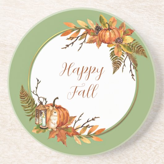 Herbstsonne und Kürbisse mit individualisierbarem Getränkeuntersetzer (Vorne)