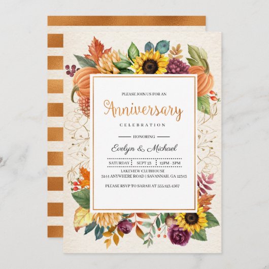 Herbstsonnenblume Herbst Jubiläum Einladung (Vorne/Hinten)