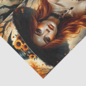 Herbstsonnenblume Hexe mit fiery Red Hair Seidenpapier (Detail)