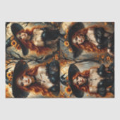 Herbstsonnenblume Hexe mit fiery Red Hair Seidenpapier (Vorderseite)