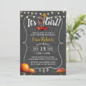 Herbstsonnenblume Hirschblume Girl-Bretterdusche Einladung (Stehend Vorderseite)