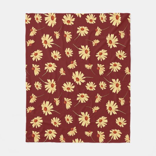 Herbstsonnenblume: Maroon Nahtloses Design Fleecedecke (Vorderseite)