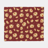 Herbstsonnenblume: Maroon Nahtloses Design Fleecedecke (Vorderseite (Horizontal))