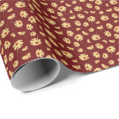 Herbstsonnenblume: Maroon Nahtloses Design Geschenkpapier (Rolleneckpunkt)