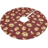 Herbstsonnenblume: Maroon Nahtloses Design Polyester Weihnachtsbaumdecke (Schrägansicht)