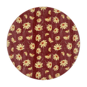 Herbstsonnenblume: Maroon Nahtloses Design Schneidebrett
