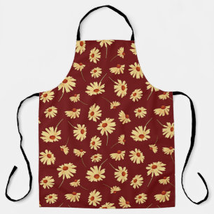 Herbstsonnenblume: Maroon Nahtloses Design Schürze