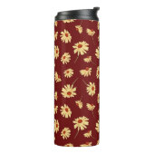 Herbstsonnenblume: Maroon Nahtloses Design Thermosbecher (Nach links gedreht)
