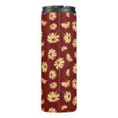 Herbstsonnenblume: Maroon Nahtloses Design Thermosbecher (Rückseite)