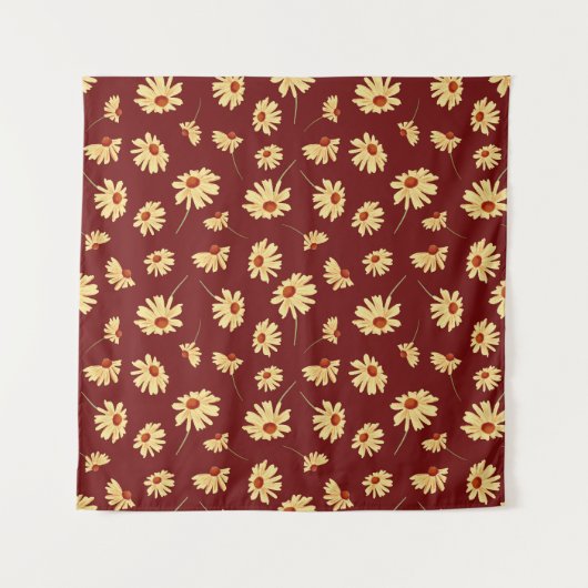 Herbstsonnenblume: Maroon Nahtloses Design Wandteppich (Vorderseite)