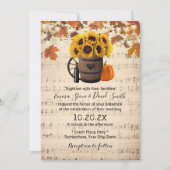 Herbstsonnenblume & Pumpkin Vintage Musikhochzeit Einladung (Vorderseite)