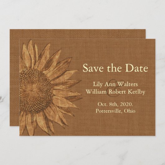 Herbstsonnenblume Save the Date (Vorne/Hinten)