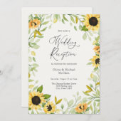 Herbstsonnenblume und Grüne Hochzeitsempfang Einladung (Vorne/Hinten)
