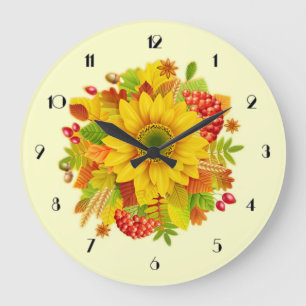 Herbstsonnenblume-Wanduhr Große Wanduhr