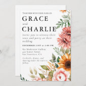 Herbstsonnenblume Wasserfarbenhochzeit Einladung (Vorne/Hinten)