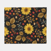 Herbstsonnenblumen: Ahornschwarzer Hintergrund Fleecedecke (Vorderseite (Horizontal))