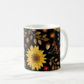 Herbstsonnenblumen: Ahornschwarzer Hintergrund Kaffeetasse (VorderseiteRechts)