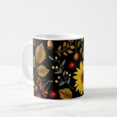 Herbstsonnenblumen: Ahornschwarzer Hintergrund Kaffeetasse (Vorderseite Links)