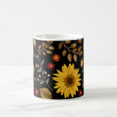 Herbstsonnenblumen: Ahornschwarzer Hintergrund Kaffeetasse (Mittel)