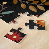 Herbstsonnenblumen: Ahornschwarzer Hintergrund Puzzle (Seite)