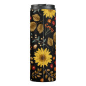 Herbstsonnenblumen: Ahornschwarzer Hintergrund Thermosbecher (Rückseite)