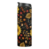 Herbstsonnenblumen: Ahornschwarzer Hintergrund Thermosbecher (Nach rechts gedreht)