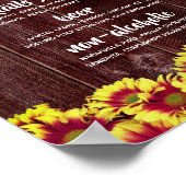 Herbstsonnenblumen auf Holzzaun Hochzeitsgetränke Poster (Ecke)