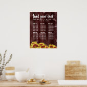 Herbstsonnenblumen auf Rustikaler Holzzaun-Hochzei Poster (Küche)