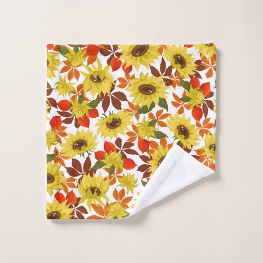 Herbstsonnenblumen Badhandtuch Set (Waschlappen)