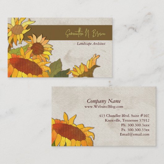 Herbstsonnenblumen einzigartig visitenkarte (Vorne/Hinten)