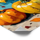 Herbstsonnenblumen, Herbstsonnenblumen und Kürbisp Poster (Ecke)