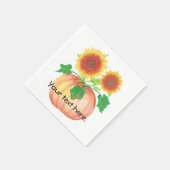 Herbstsonnenblumen in Pumpkin mit Leaves Napkins Serviette (Ecke)