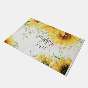 Herbstsonnenblumen mit anpassbarem Text Fußmatte