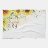 Herbstsonnenblumen mit anpassbarem Text Geschirrtuch (Horizontal)