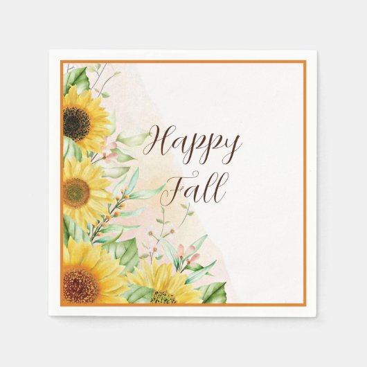 Herbstsonnenblumen mit anpassbarem Text Serviette (Vorderseite)