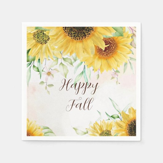 Herbstsonnenblumen mit anpassbarem Text Serviette (Vorderseite)