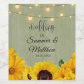 Herbstsonnenblumen säen eine Holzreihe von Lichter Weinetikett (Einzelnes Label)