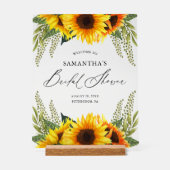 Herbstsonnenblumen und grünes Brautparty Willkomme Acrylschild (Vorderseite)