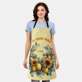 Herbstsonnenblumen und Zitronenfarben Schürze (Getragen)