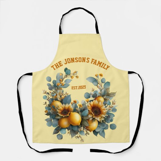 Herbstsonnenblumen und Zitronenfarben Schürze (Vorderseite)