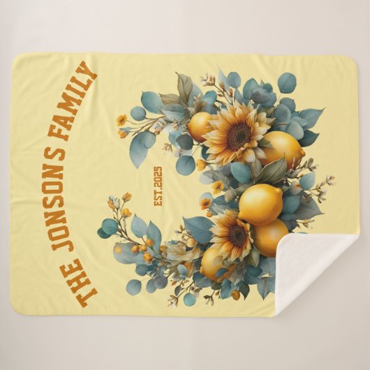 Herbstsonnenblumen und Zitronenfarben Sherpadecke (Vorderseite (Horizontal))