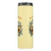 Herbstsonnenblumen und Zitronenfarben Thermosbecher (Rückseite)