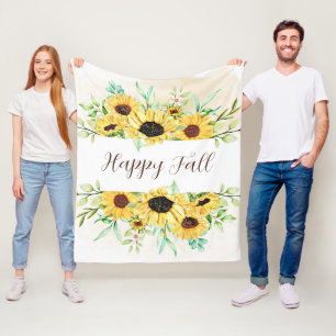 Herbstsonnenblumenrahmen mit anpassbarem Text  Fleecedecke